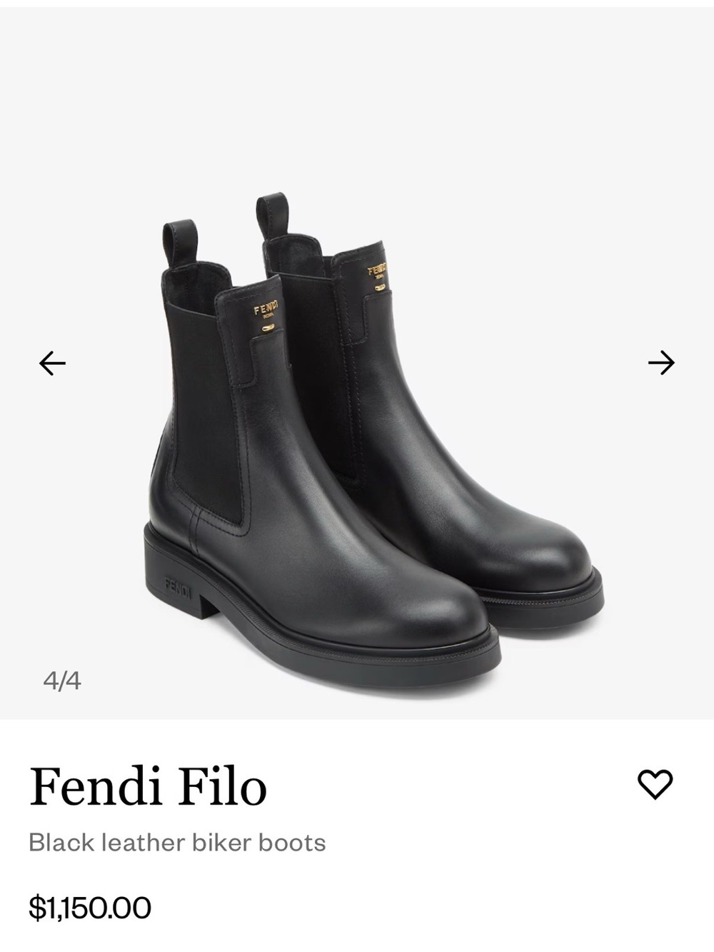 Fendi Black Leather Chelsea Boots with Gold Logo